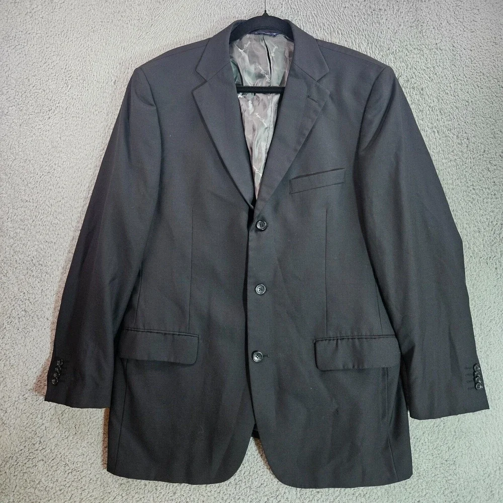 Giorgio‎ Ghanni Suit Blazer Men 42L Merino Wool Super 140's Lana Lux Italy Black